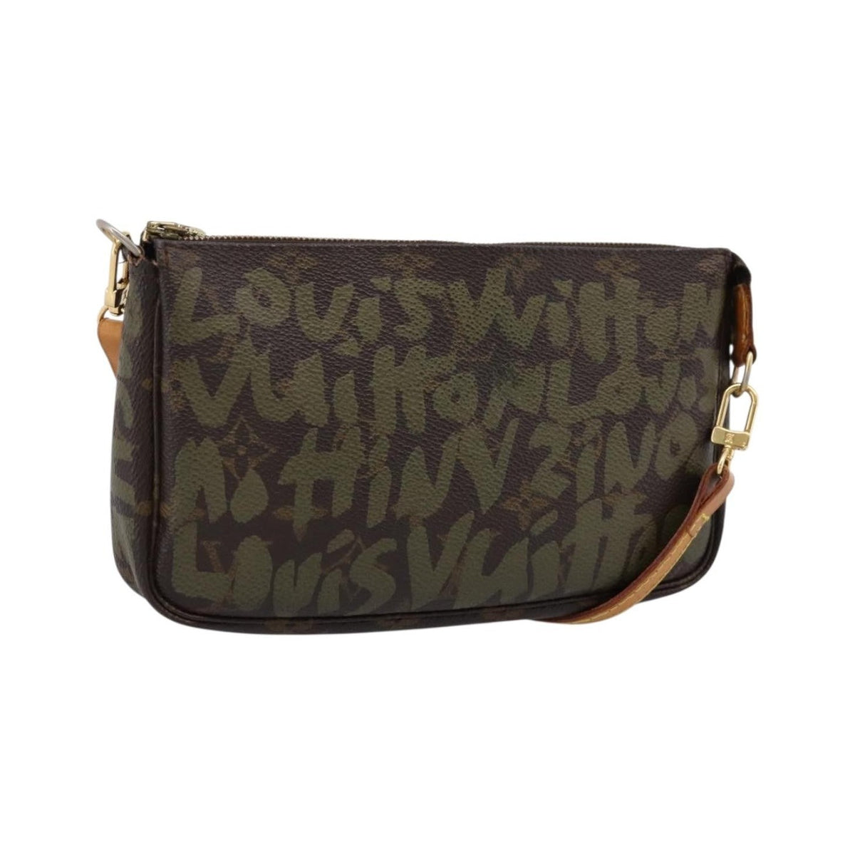 Louis Vuitton Pochette Accessoires Limited Edition Monogram Graffiti, Khaki, Canvas, Clutch