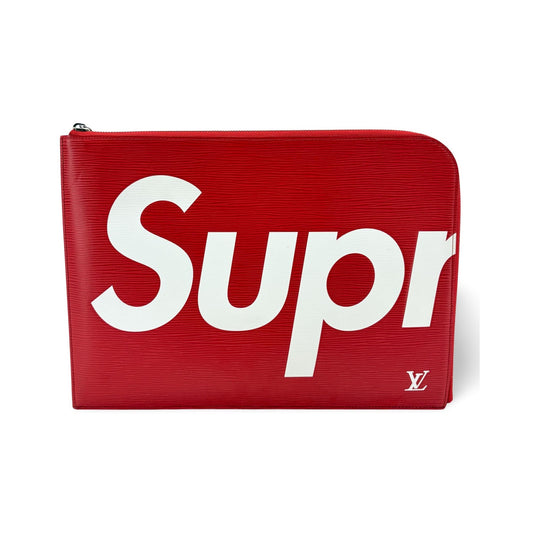 Louis Vuitton Pochette Jour Limited Edition Supreme Epi Leather, Red, Leather, Clutch