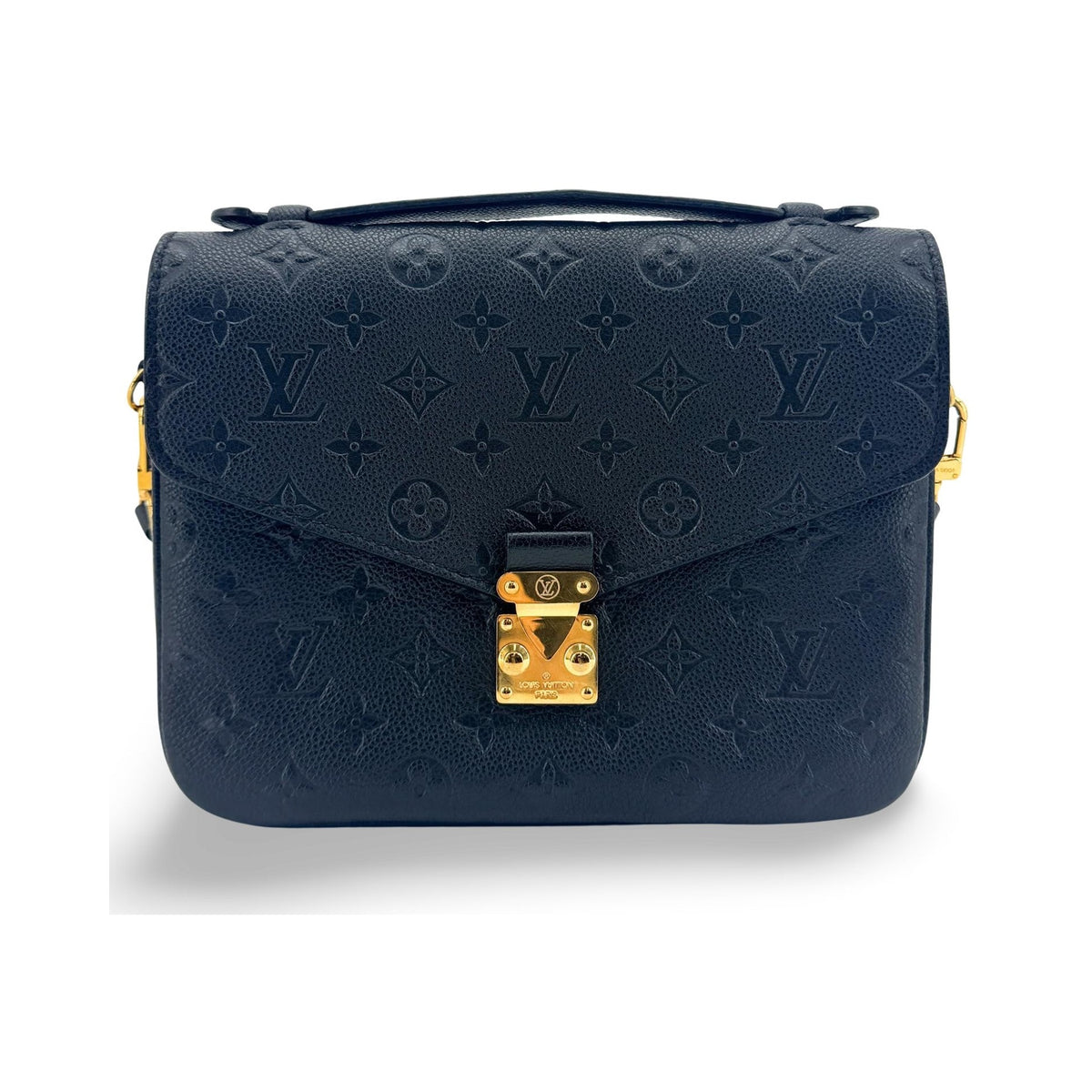 Louis Vuitton Pochette Metis Monogram Empreinte Leather, Black, Leather, Clutch