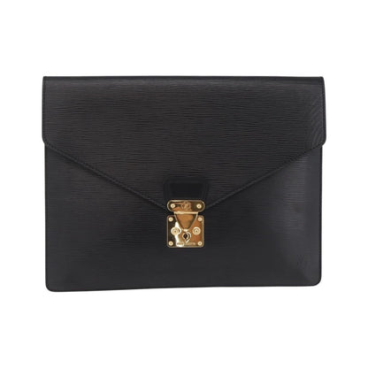 Louis Vuitton Porte-Documents Senateur Epi Leather, Black, Leather, Handbag
