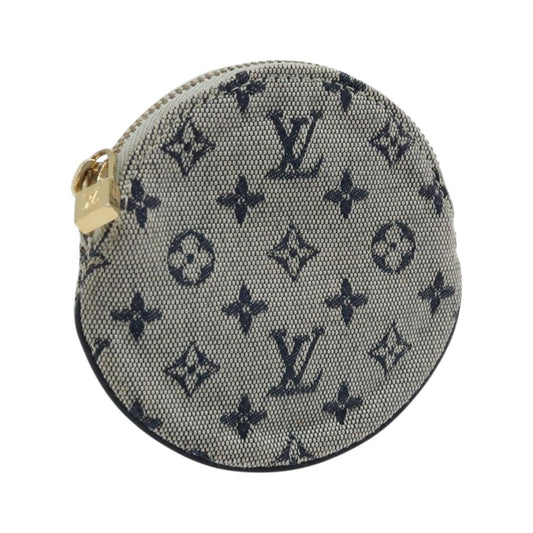 Louis Vuitton Round Coin Purse Mini Lin, Blue, Canvas, Clutch