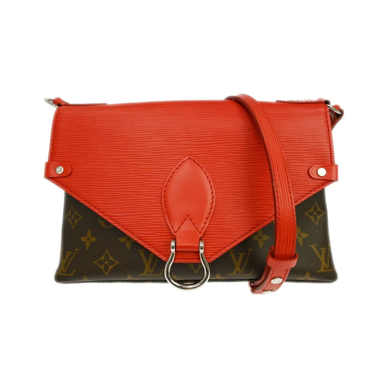 Louis Vuitton Saint Michel Monogram Canvas and Epi Leather, Brown, Leather, Shoulder Bag