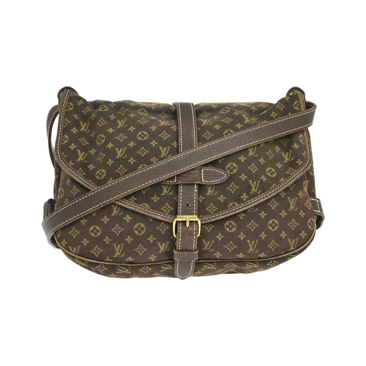 Louis Vuitton Saumur Mini Lin, Brown, Canvas, Shoulder Bag