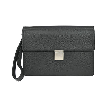 Louis Vuitton Selenga Pochette Taiga Leather, Black, Leather, Clutch