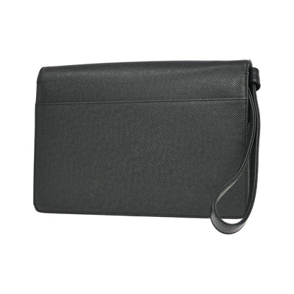 Louis Vuitton Selenga Pochette Taiga Leather, Black, Leather, Clutch