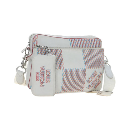 Louis Vuitton Trio Messenger Limited Edition Damier Spray Leather, White, Canvas, Handbag