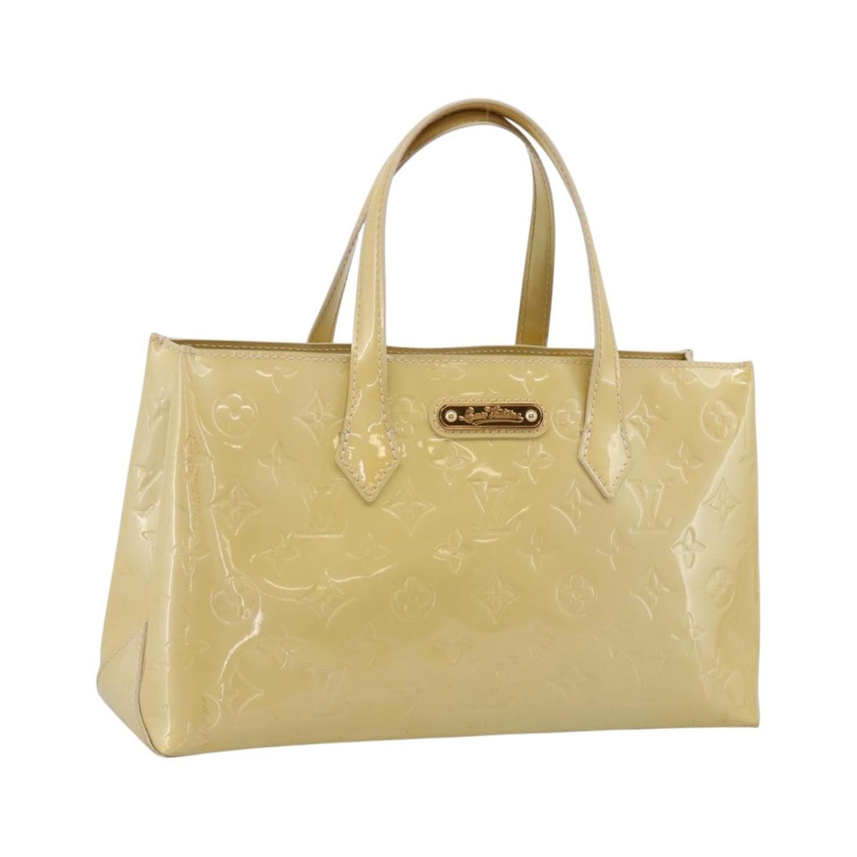 Louis Vuitton Wilshire Monogram Vernis, Yellow, Patent Leather, Handbag