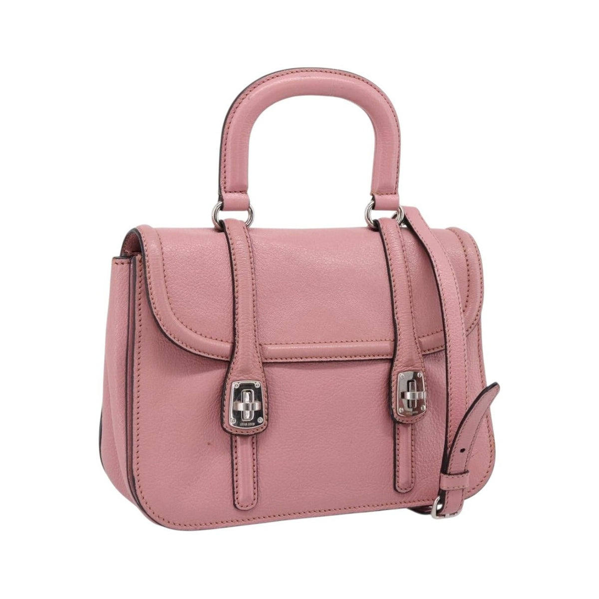 Miu Miu Beau Top Handle Leather, Pink, Leather, Handbag