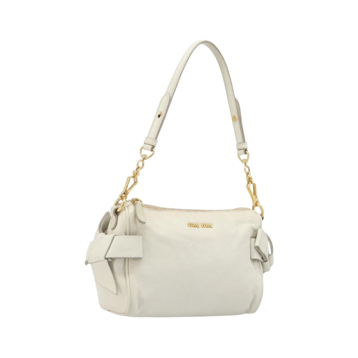 Miu Miu Beau Top Handle Leather, White, Leather, Handbag