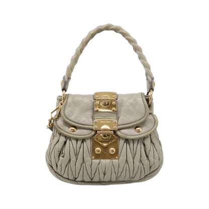 Miu Miu Beau Top Handle Leather, Beige, Leather, Handbag