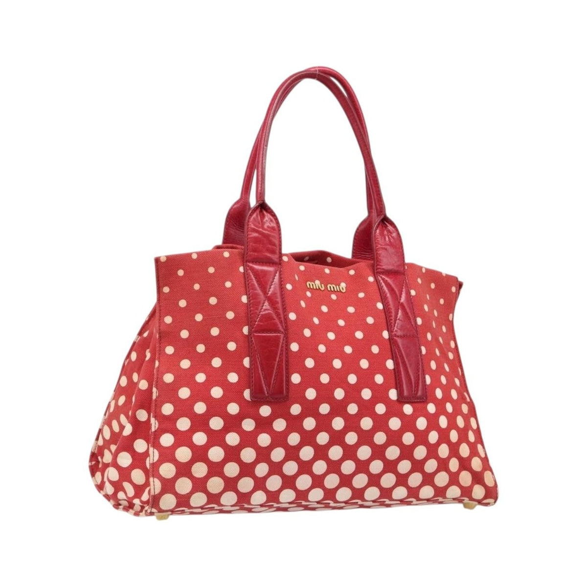 Miu Miu Beau Top Handle Leather, Red, Canvas, Handbag