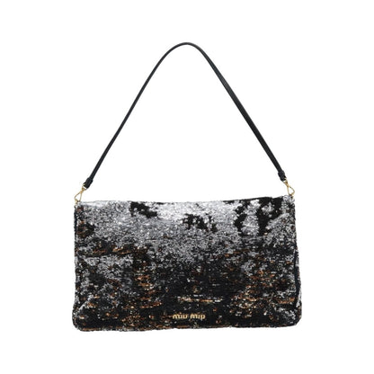 Miu Miu Belted Flap Turnlock Messenger Sequin Embellished Leather, Multicolour, Canvas, Crossbody Bag