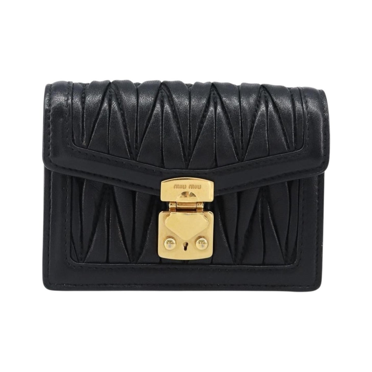 Miu Miu Biker Chain Matelasse Leather, Black, Leather, Shoulder Bag