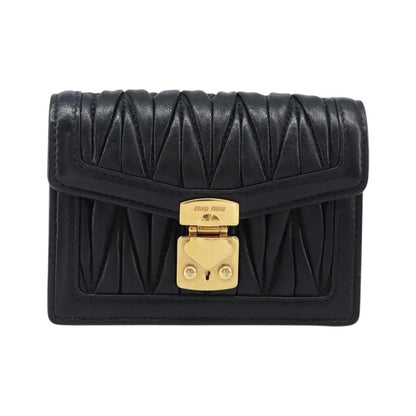 Miu Miu Biker Chain Matelasse Leather, Black, Leather, Shoulder Bag