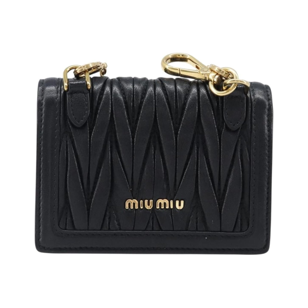 Miu Miu Biker Chain Matelasse Leather, Black, Leather, Shoulder Bag