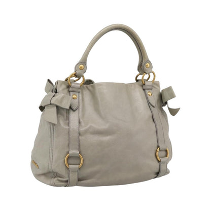 Miu Miu Bow Satchel Cervo Leather, Gray, Leather, Handbag