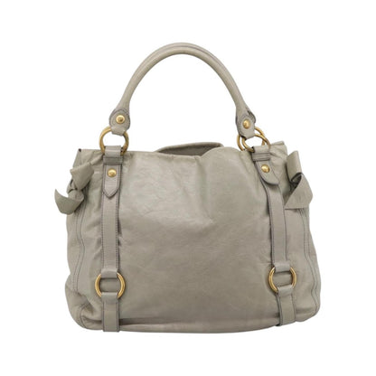 Miu Miu Bow Satchel Cervo Leather, Gray, Leather, Handbag
