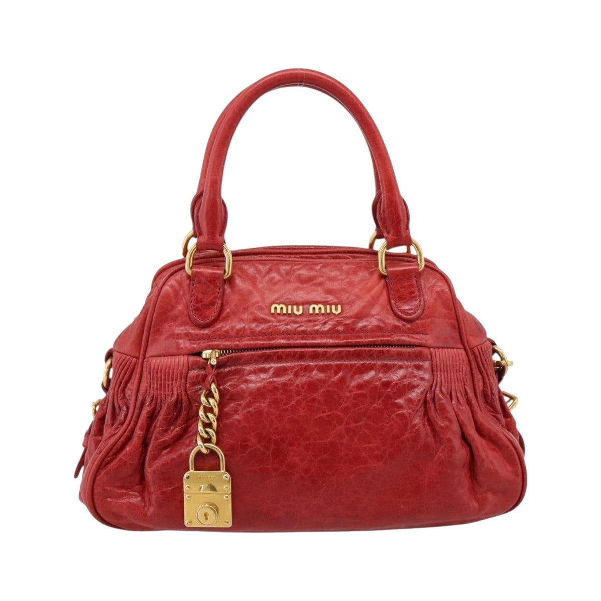 Miu Miu Coffer Convertible Satchel Matelasse Leather, Red, Leather, Handbag