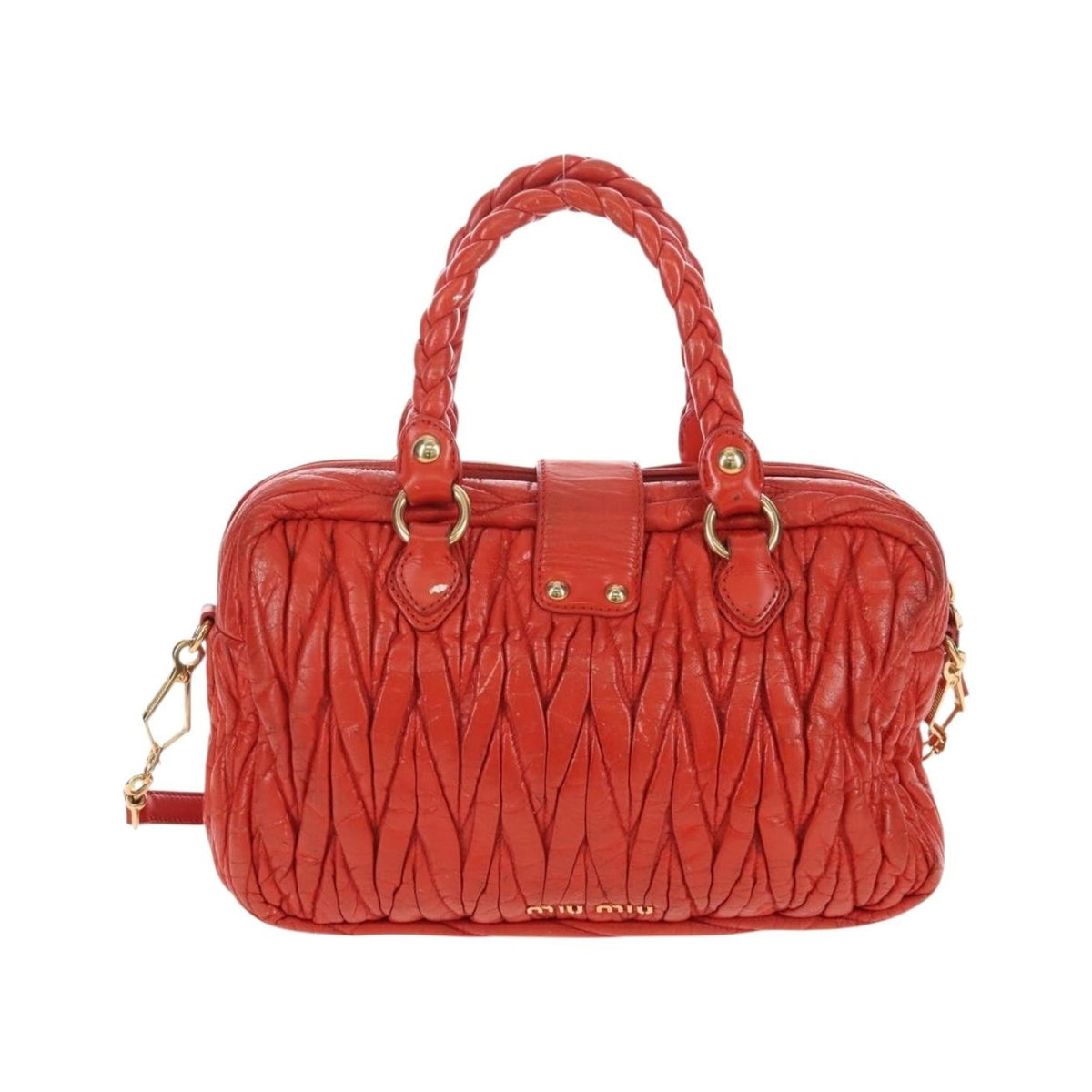 Miu Miu Coffer Convertible Satchel Matelasse Leather, Orange, Leather, Handbag