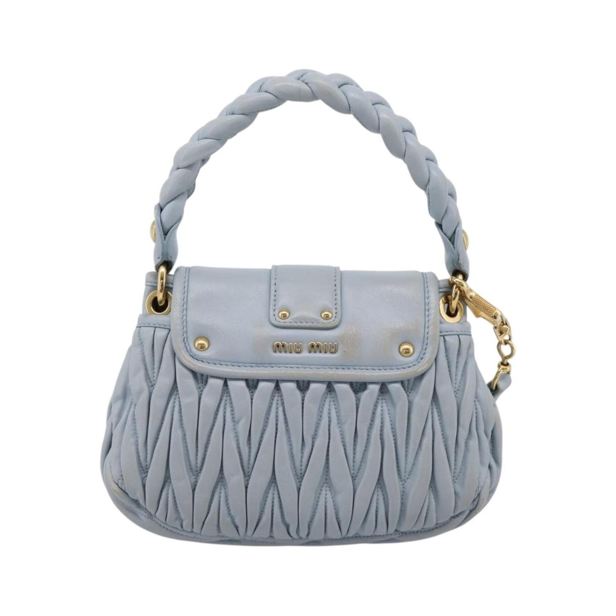 Miu Miu Coffer Hobo Matelasse Leather, Blue, Leather, Handbag
