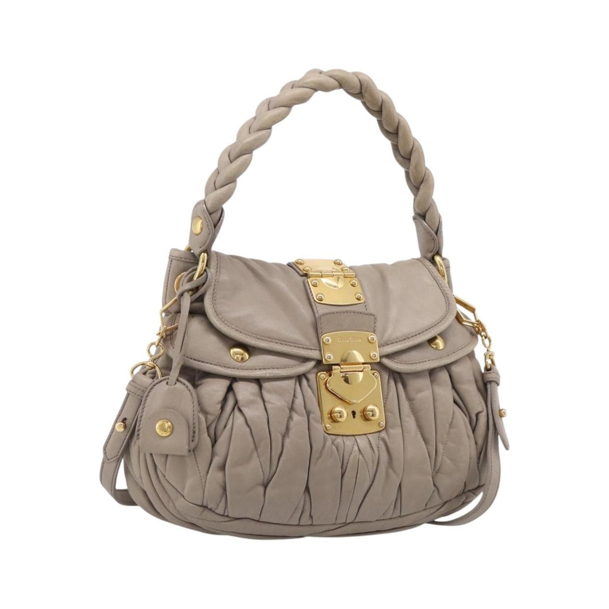 Miu Miu Coffer Hobo Matelasse Leather, Beige, Leather, Handbag