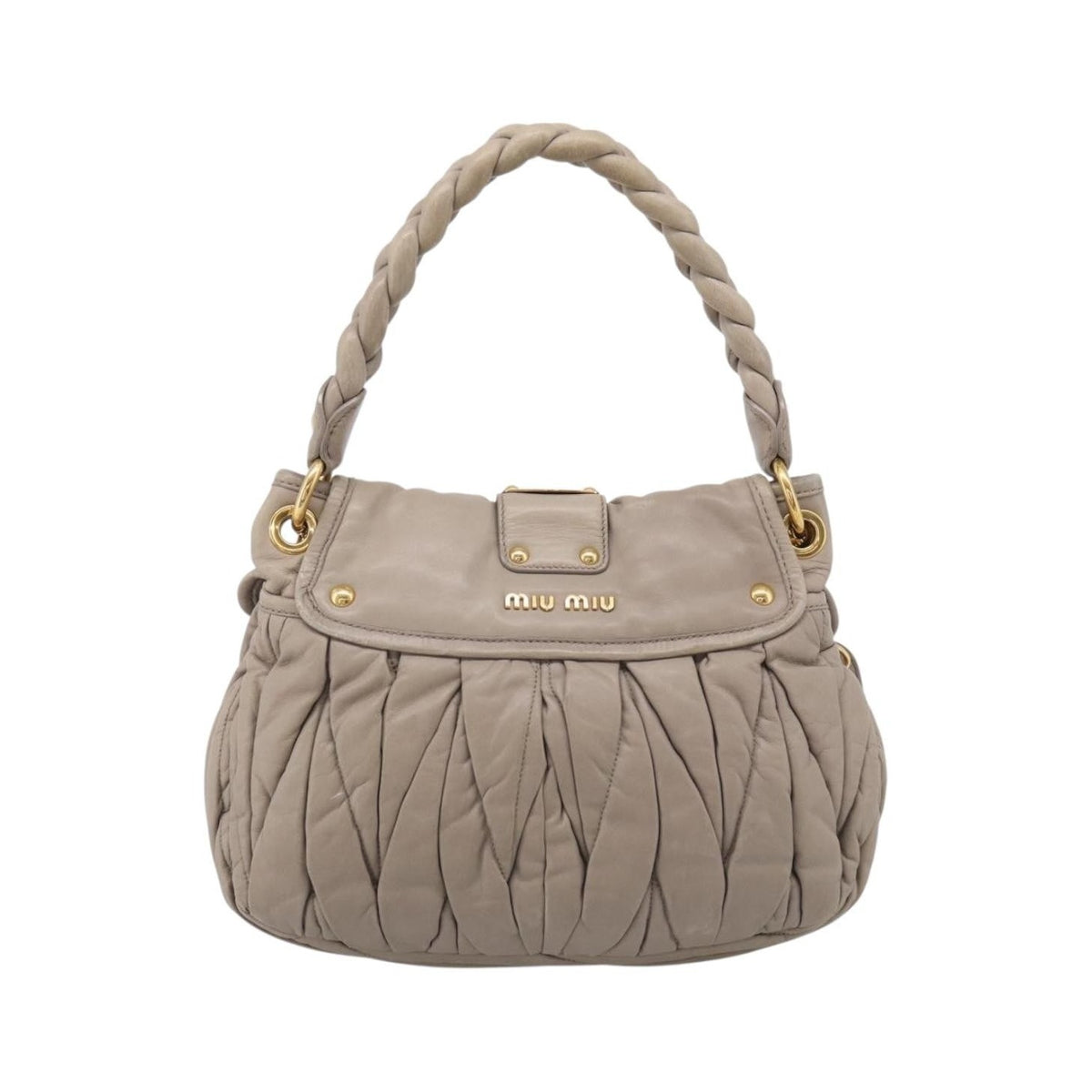 Miu Miu Coffer Hobo Matelasse Leather, Beige, Leather, Handbag