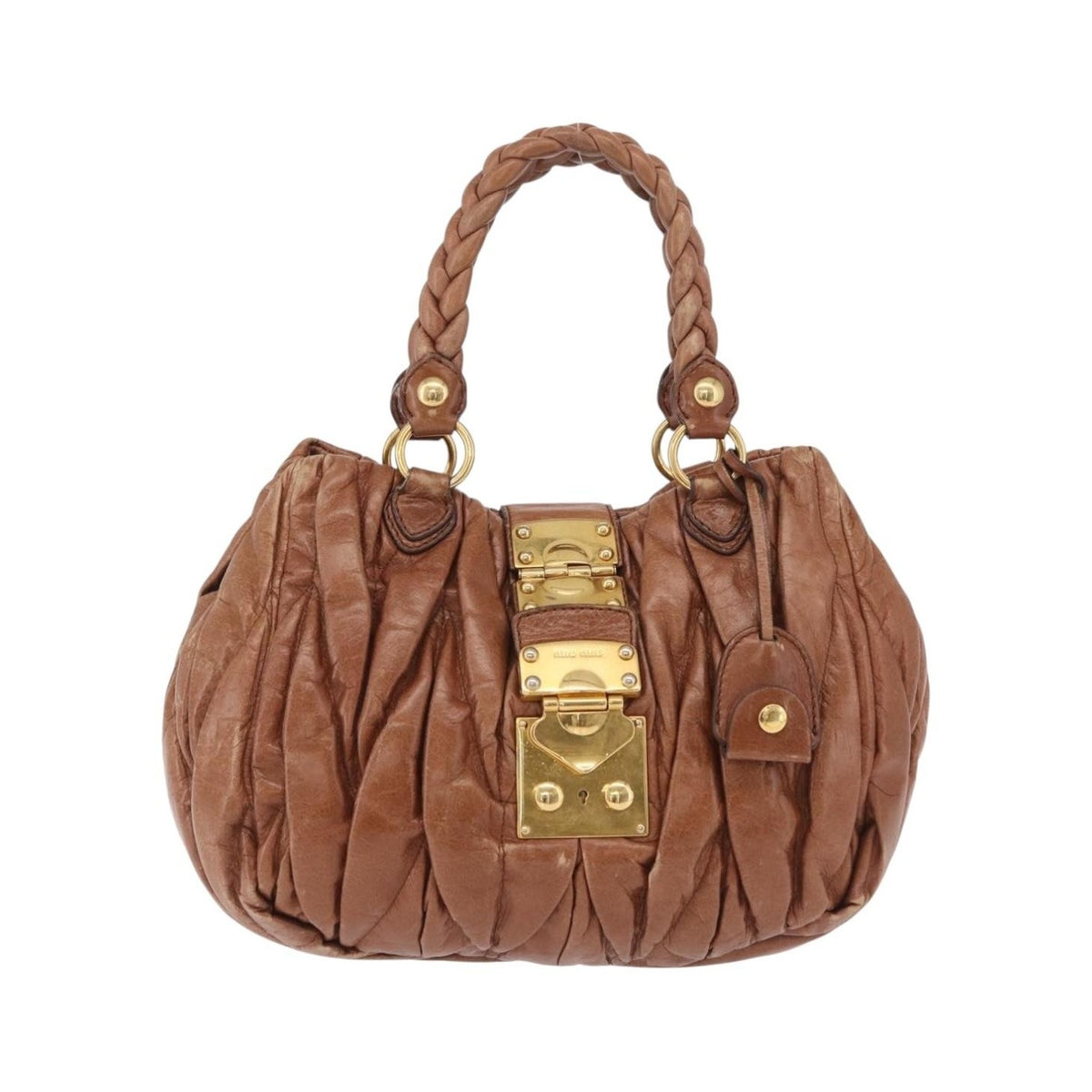 Miu Miu Coffer Satchel Matelasse Leather, Brown, Leather, Handbag