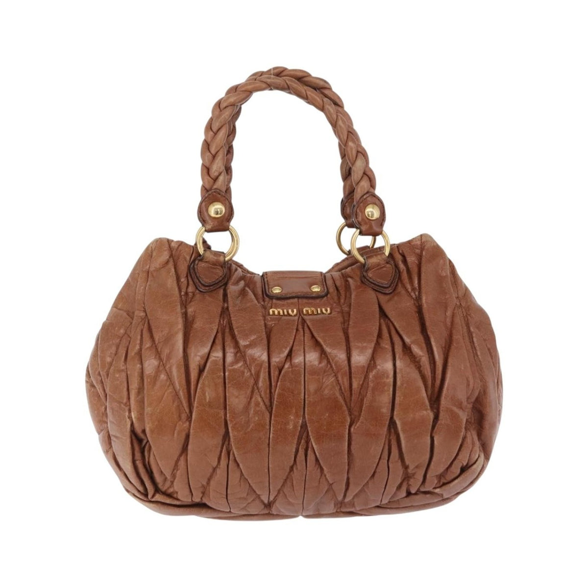 Miu Miu Coffer Satchel Matelasse Leather, Brown, Leather, Handbag