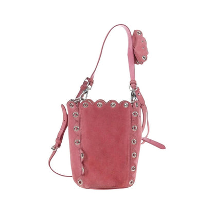 Miu Miu Convertible Bucket Leather with Applique, Pink, Suede, Handbag