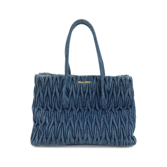 Miu Miu Convertible Matelasse Denim, Blue, Denim, Tote Bag