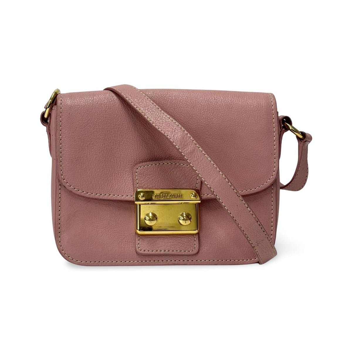Miu Miu Crossbody Bag Studded Leather, Pink, Leather, Crossbody Bag
