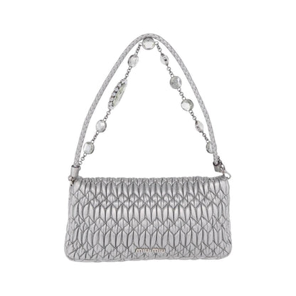 Miu Miu Crystal Clutch Matelasse Leather, Silver, Leather, Clutch