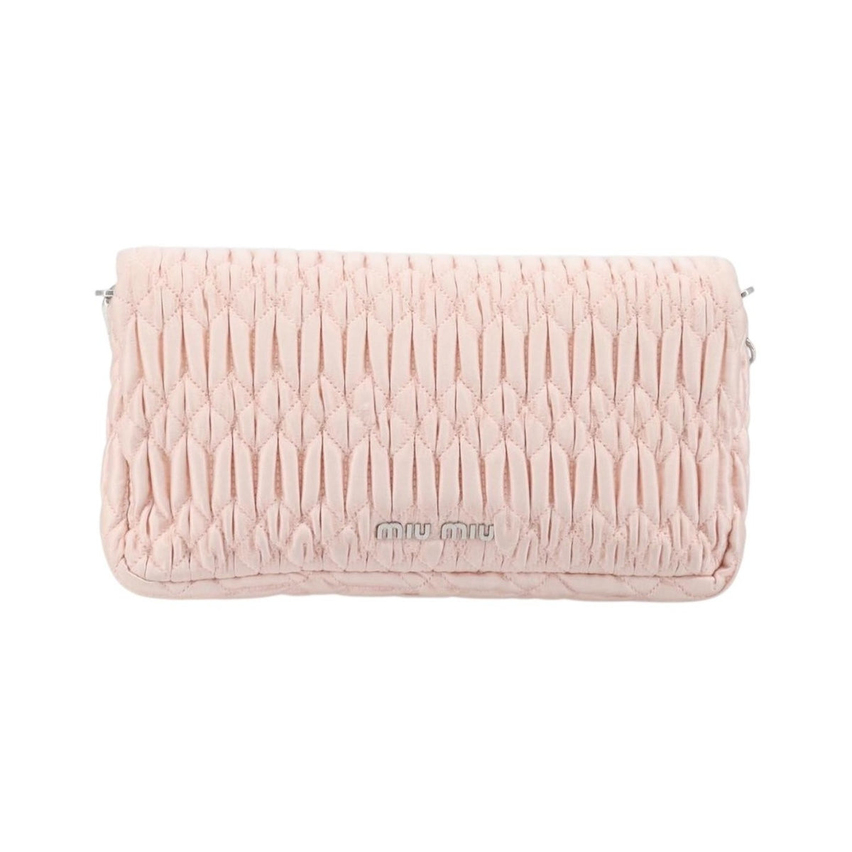 Miu Miu Crystal Full Flap Printed Calf Hair and Matelasse Leather, Pink, Satin, Shoulder Bag