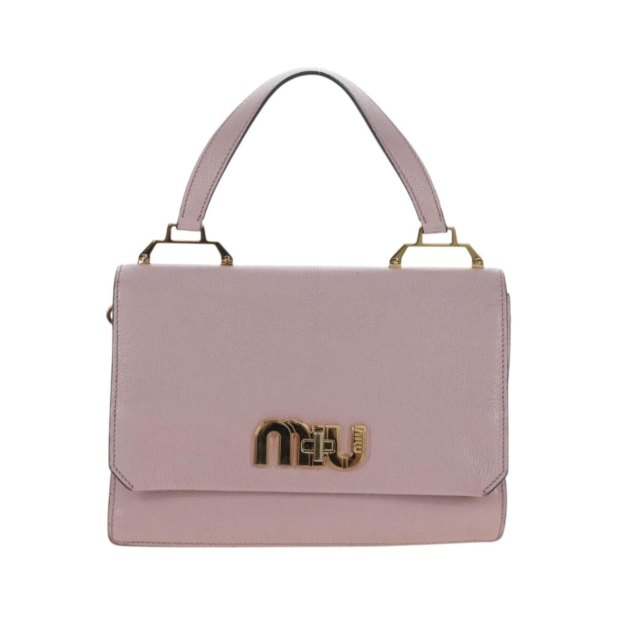 Miu Miu Logo Flap Leather, Pink, Leather, Crossbody Bag