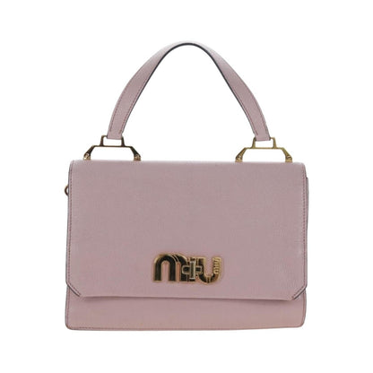 Miu Miu Logo Flap Leather, Pink, Leather, Crossbody Bag