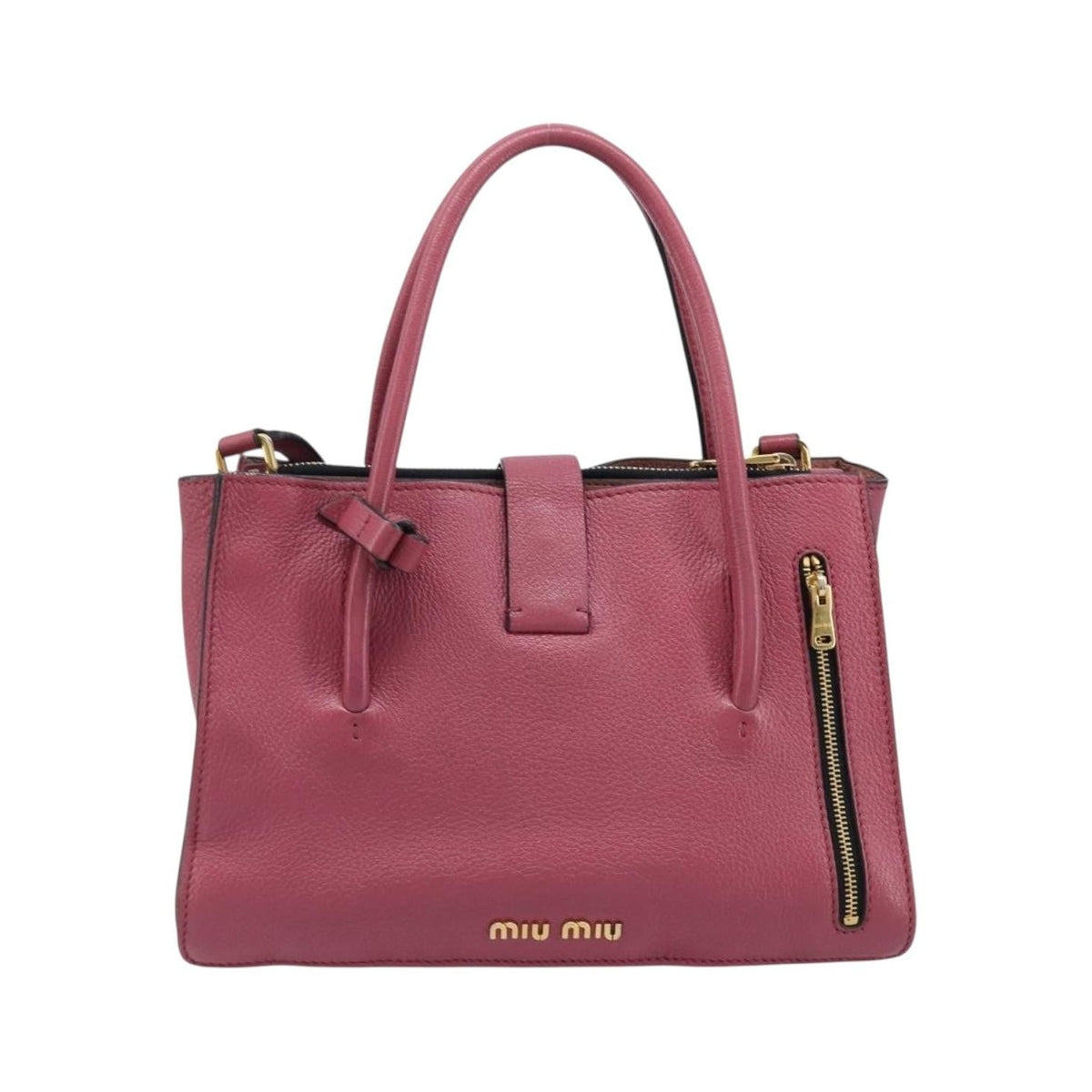 Miu Miu Madras Convertible Compartment Leather, Pink, Leather, Tote Bag