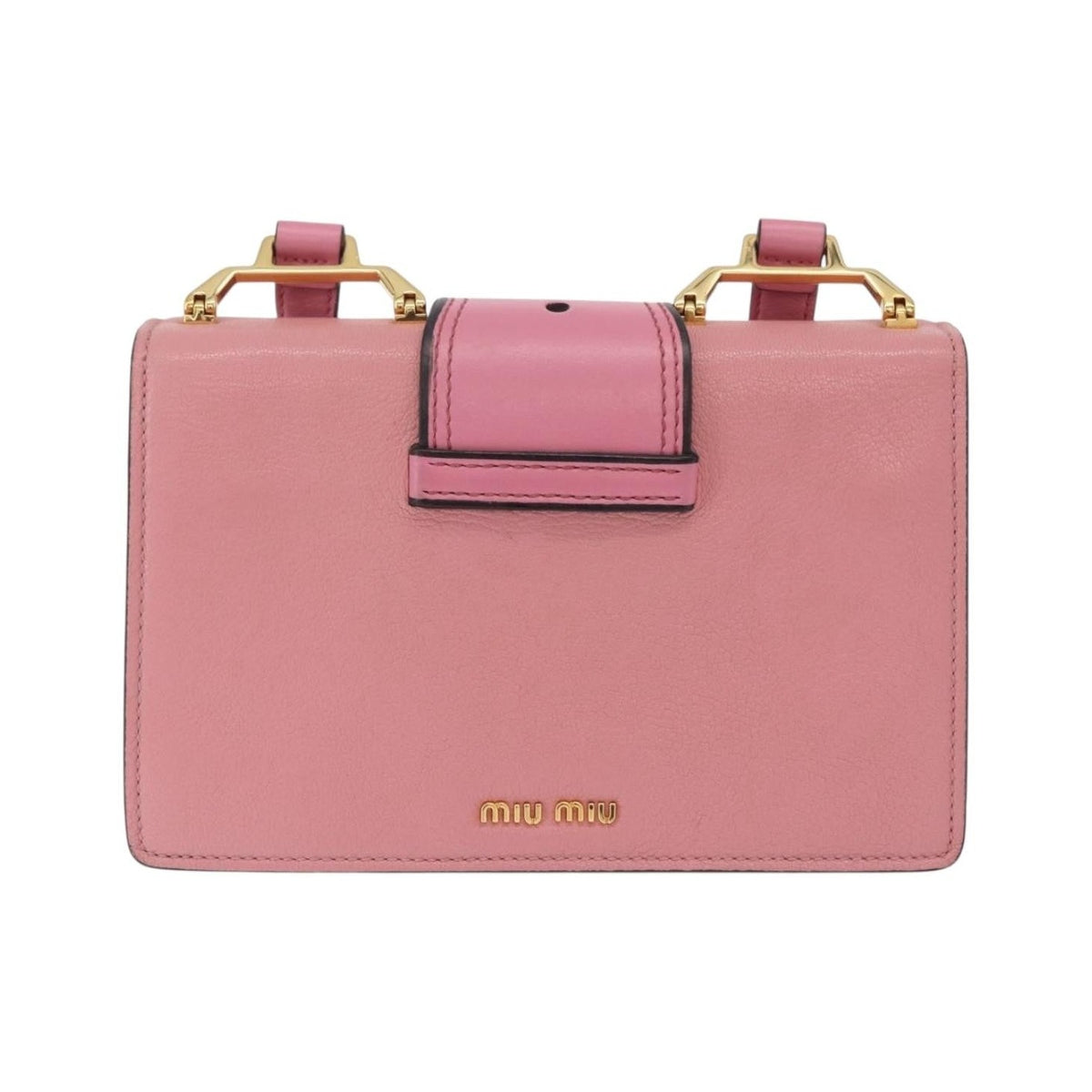 Miu Miu Madras Crystal Buckle Leather, Pink, Leather, Shoulder Bag