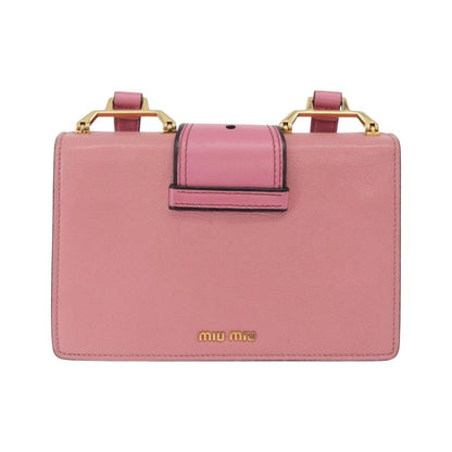 Miu Miu Madras Crystal Buckle Leather, Pink, Leather, Shoulder Bag