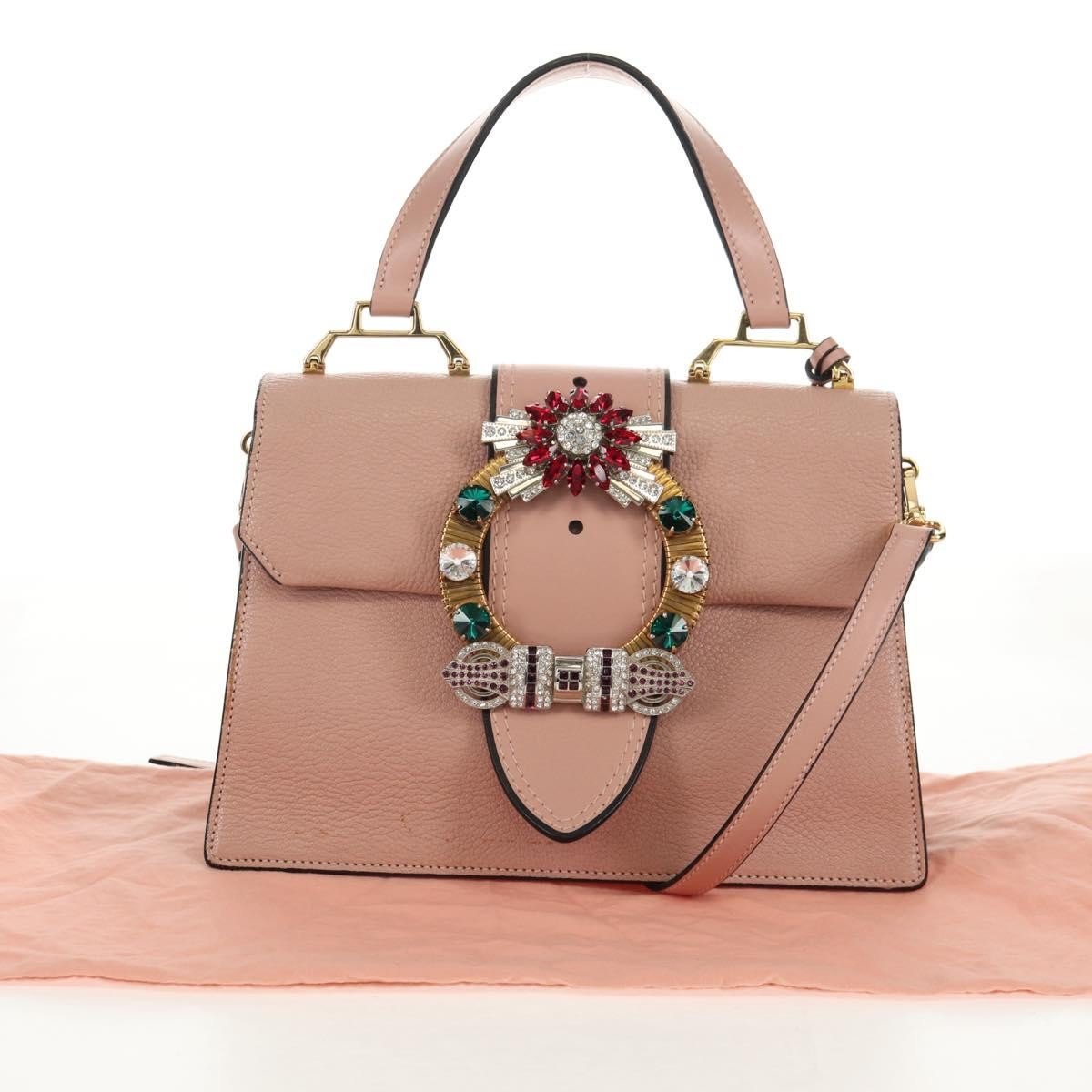 Miu Miu Madras Crystal Buckle Shoulder Bag - Brandsamsara