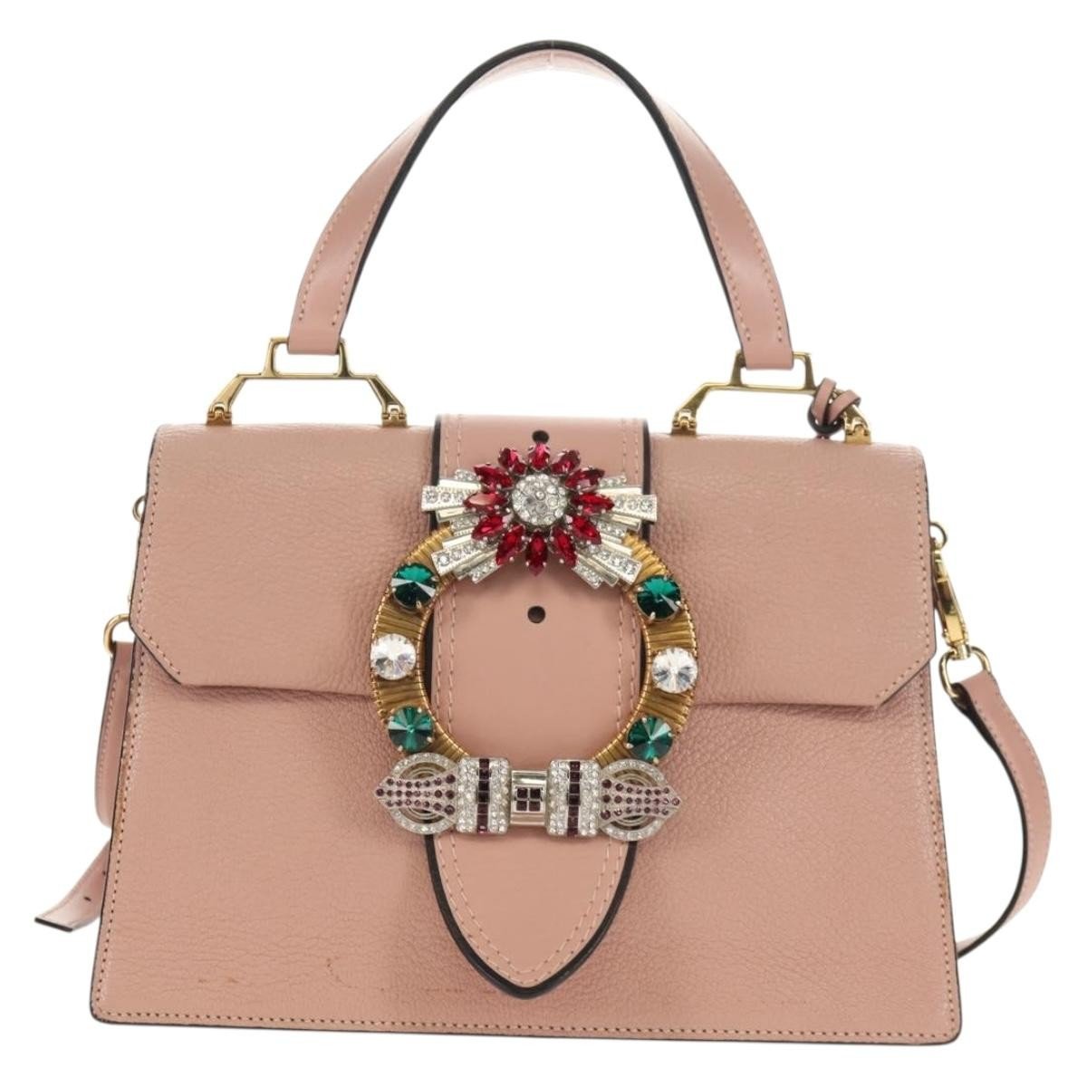 Miu Miu Madras Crystal Buckle Shoulder Bag - Brandsamsara
