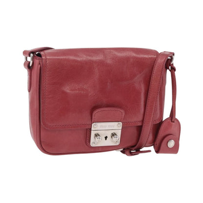 Miu Miu Madras Shoulder Leather, Pink, Leather, Crossbody Bag