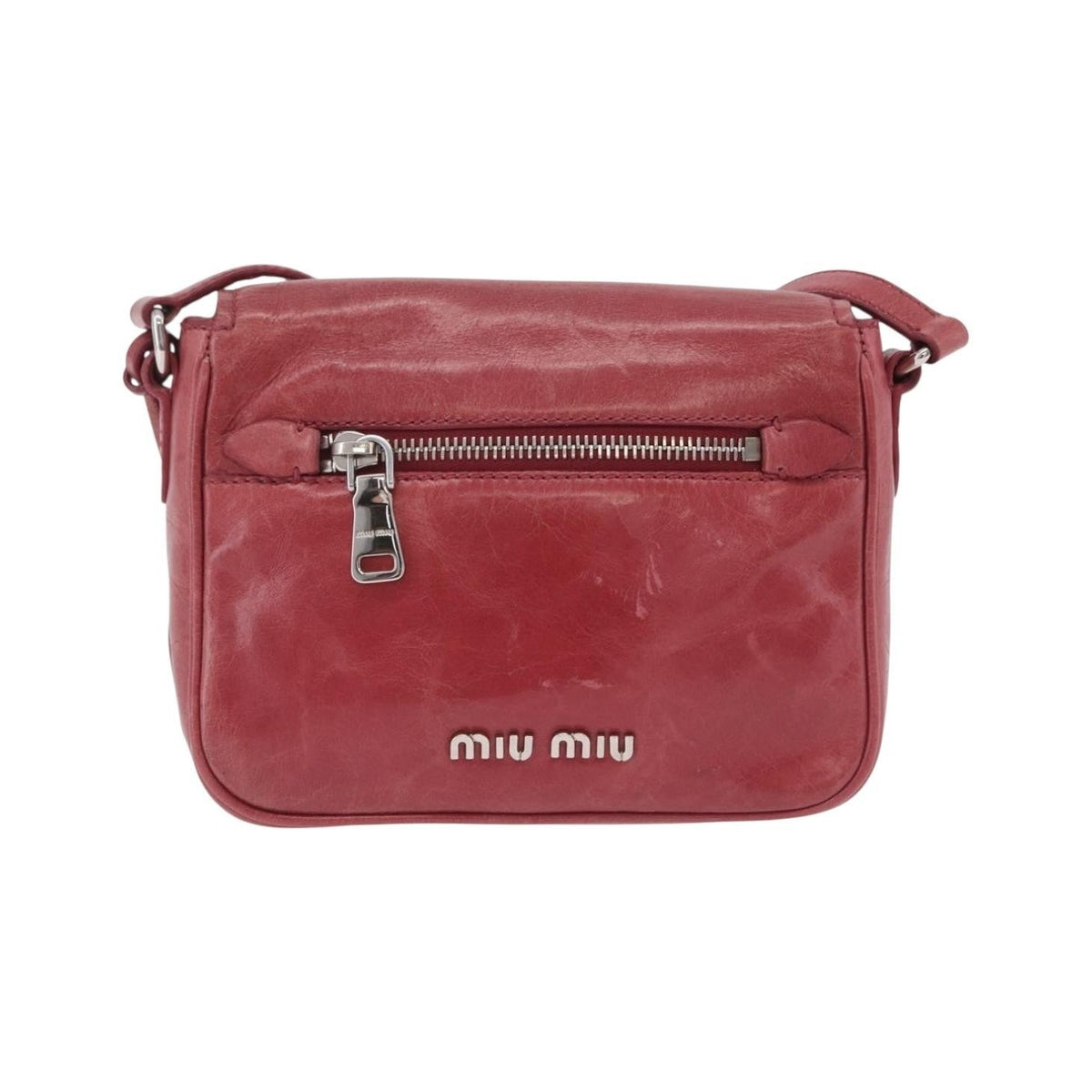 Miu Miu Madras Shoulder Leather, Pink, Leather, Crossbody Bag
