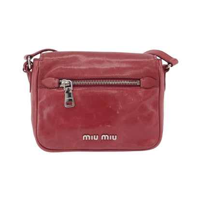 Miu Miu Madras Shoulder Leather, Pink, Leather, Crossbody Bag