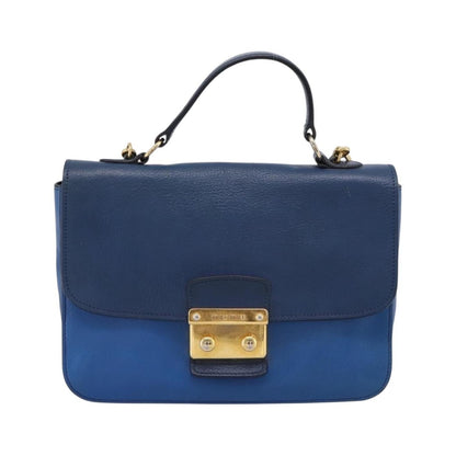Miu Miu Madras Top Handle Leather, Navy, Leather, Handbag
