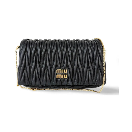 Miu Miu Nappa Matelassè Leather, Black, Leather, Handbag