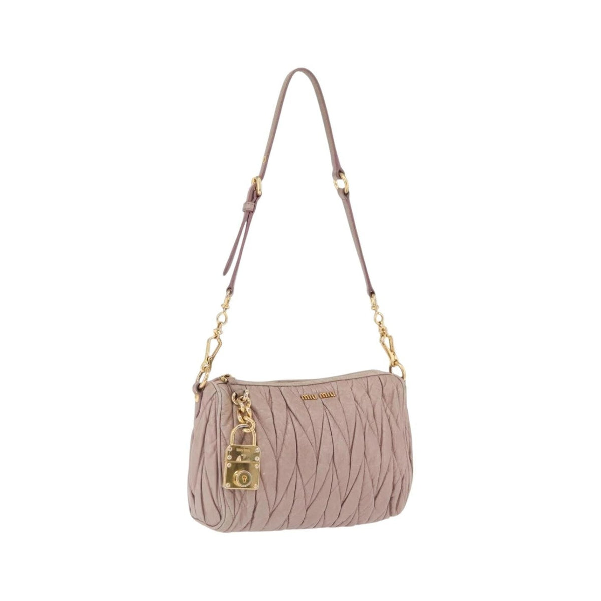 Miu Miu Shoulder Matelasse Leather, Pink, Leather, Shoulder Bag