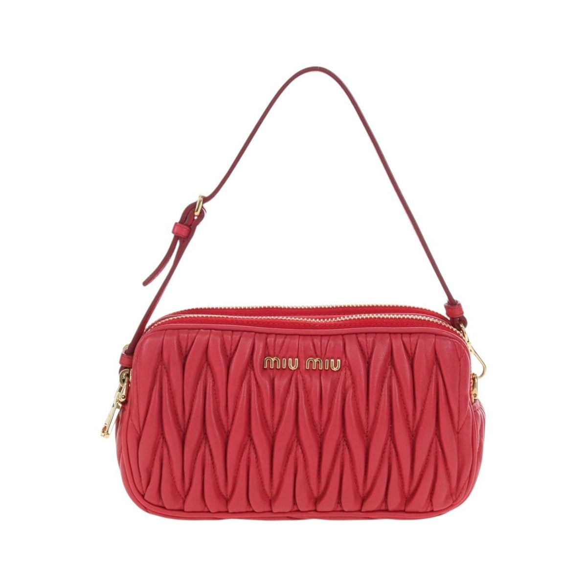 Miu Miu Tech Matelasse Leather, Red, Leather, Crossbody Bag