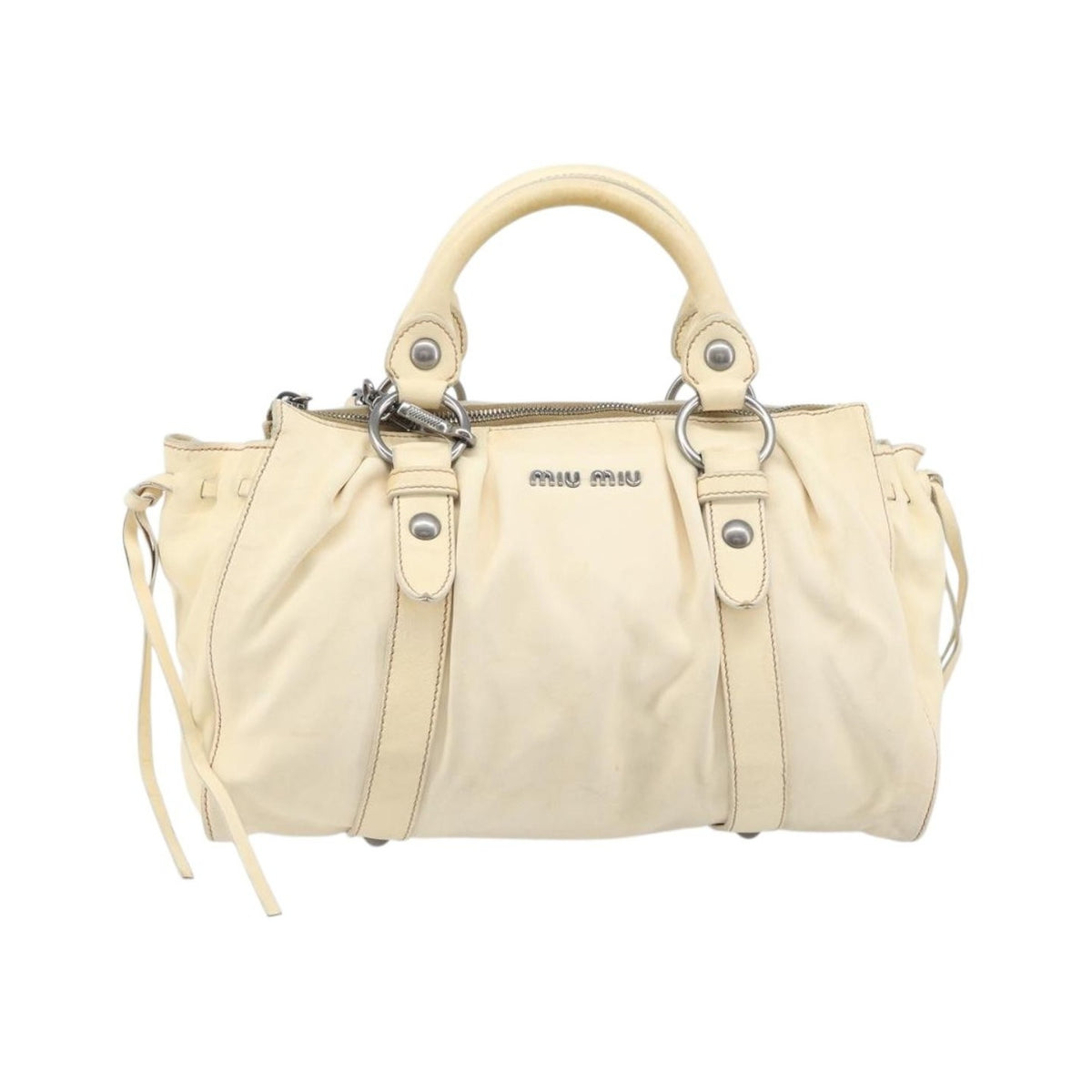 Miu Miu Vitello Lux Leather, Beige, Leather, Handbag