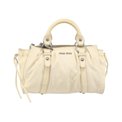 Miu Miu Vitello Lux Leather, Beige, Leather, Handbag