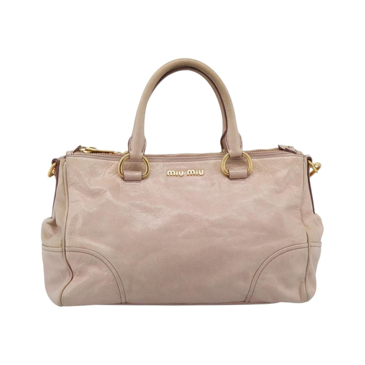 Miu Miu Vitello Lux Ring Satchel Leather, Pink, Leather, Handbag